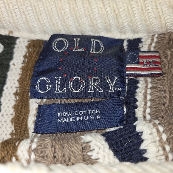 Vintage Old Glory Sweater Mens 2XL Multicolor 3D Knit 3D Style Made USA 90s - Picture 3 of 9